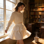 ruffled high-waisted puffy skirt