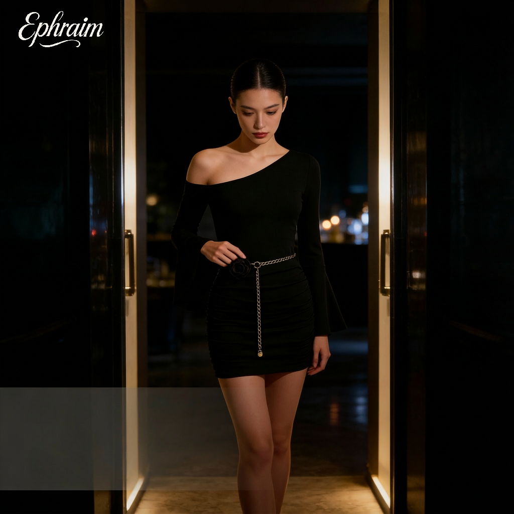 Trumpet Sleeve Pleated dress