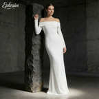 Off-Shoulder Pleated Knit Maxi Dress