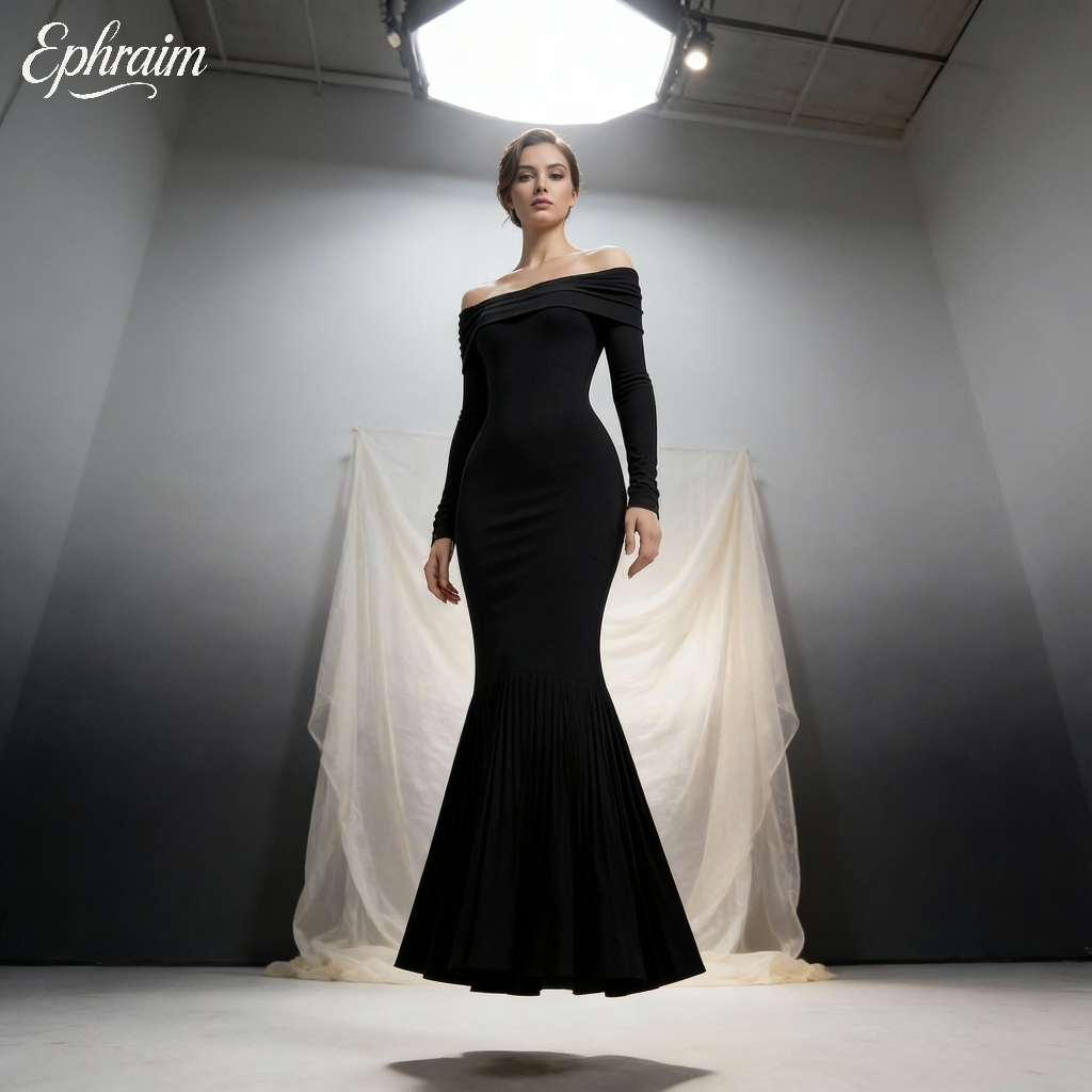 Off-Shoulder Pleated Knit Maxi Dress