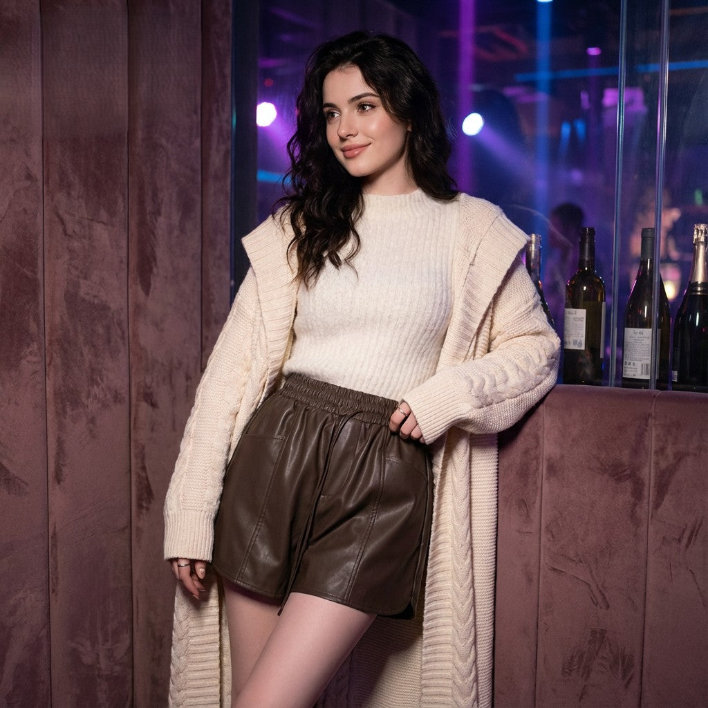 high-waisted leather shorts