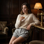 Thick Woolen Slit Wide-Leg Shorts