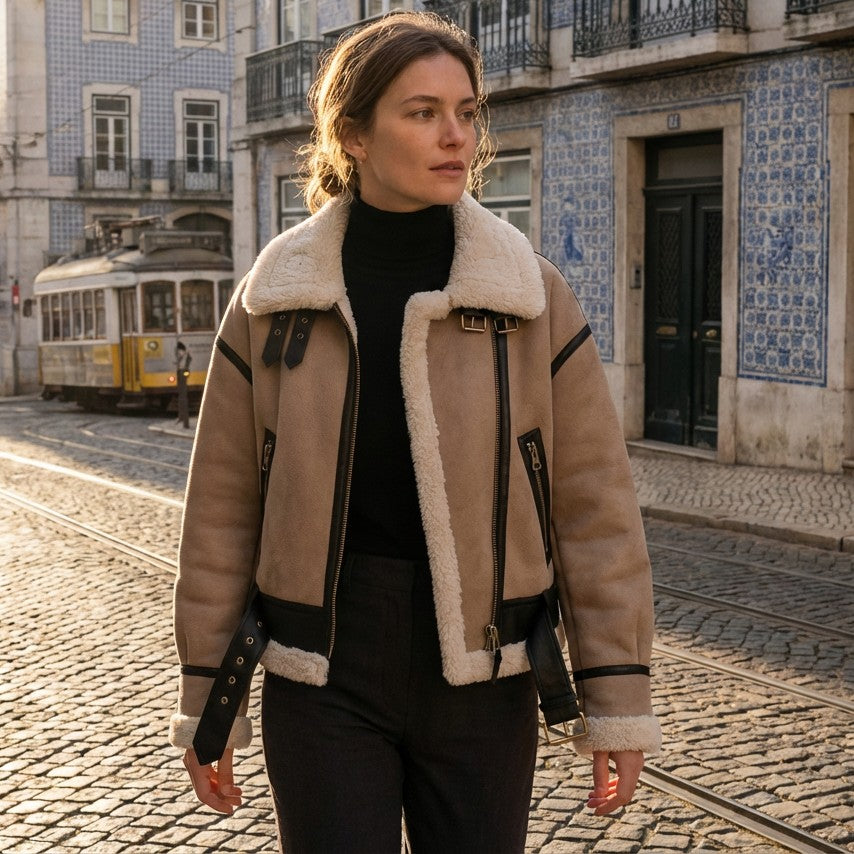 Fur Integrated Model Short Jacket