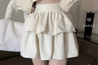 ruffled high-waisted puffy skirt