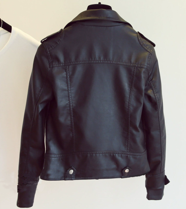 PU Leather Lapel Jacket