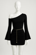 Trumpet Sleeve Pleated dress