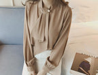 Lantern-Sleeve Korean Chiffon Top
