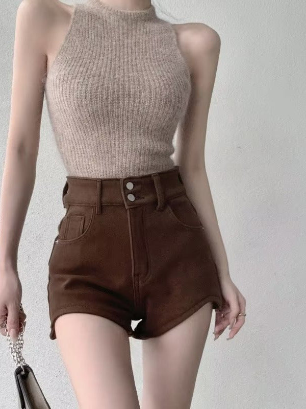 High-Waist Baggy 3/4 Pants