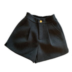 Thick Woolen Slit Wide-Leg Shorts