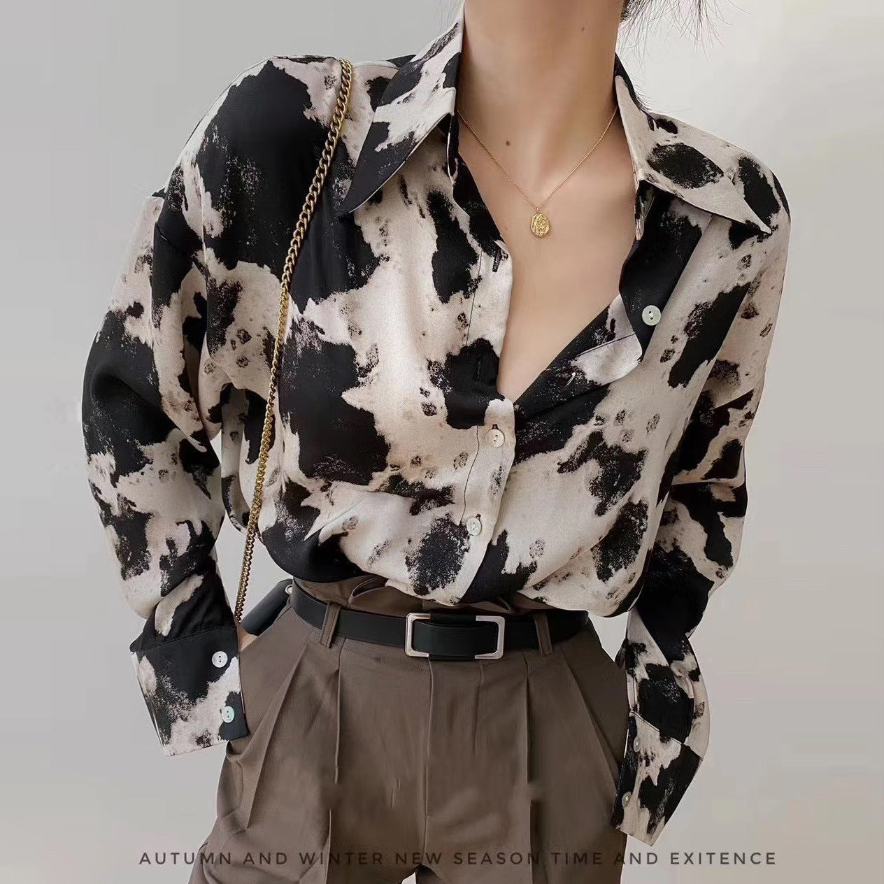 High-End Leopard Print Chiffon Shirt