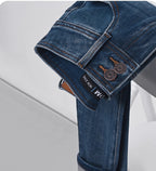 Blue High-Waist Pencil Pants