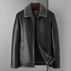 Winter Men’s Thickened Lapel Leather Jacket