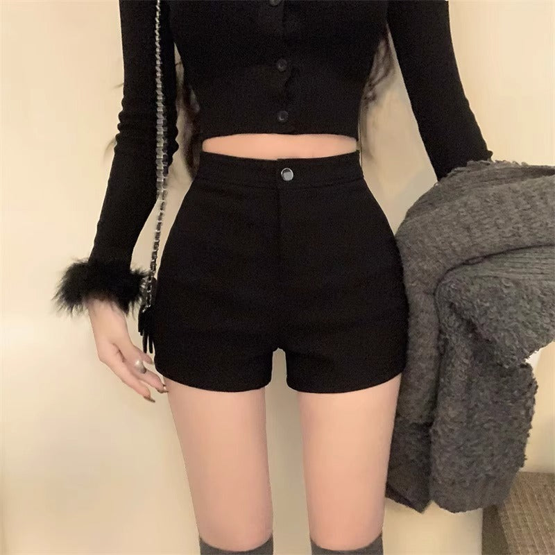 Fleece-Lined High-Waist Winter A-Line Safety Shorts