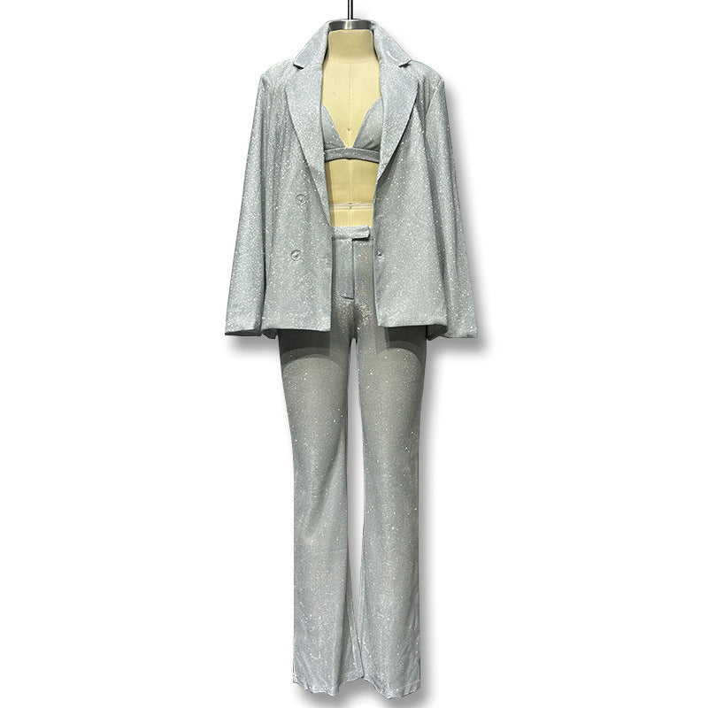 Metallic 3-Piece Suit Set