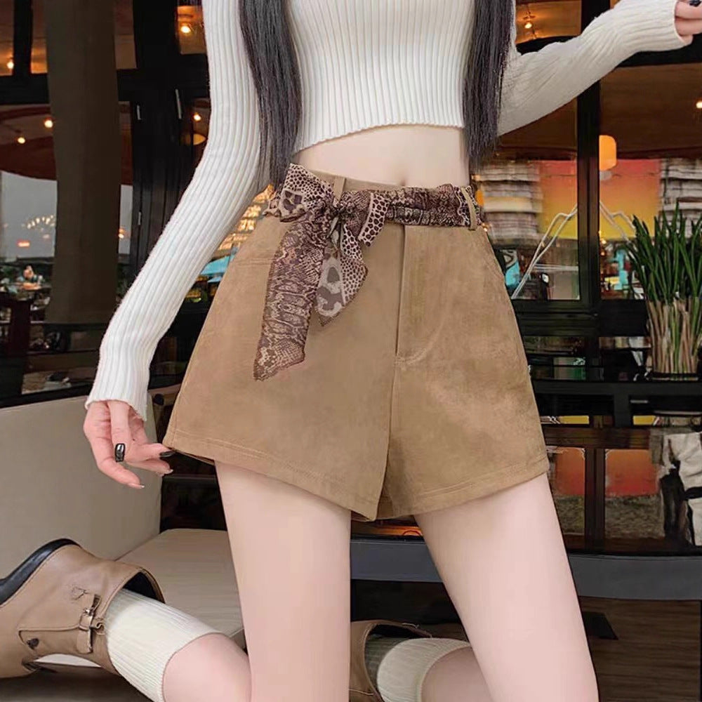 Woolen High-Waist A-Line Shorts