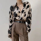 High-End Leopard Print Chiffon Shirt