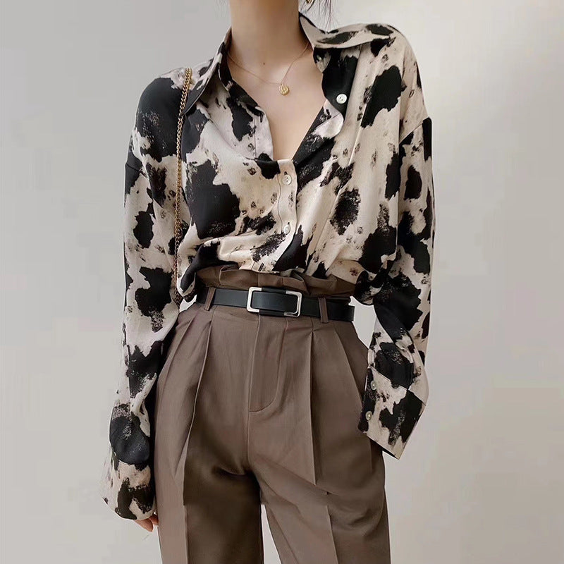 High-End Leopard Print Chiffon Shirt