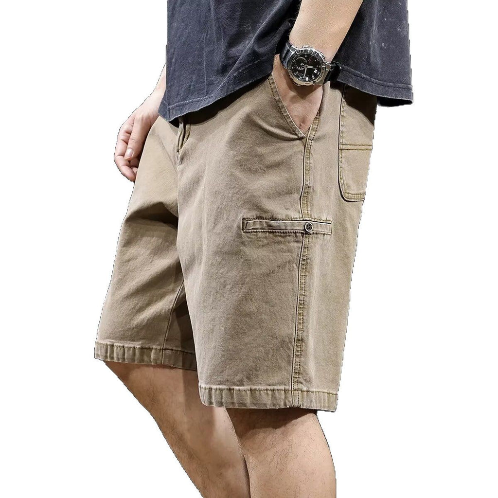 Thin-Denim Mid-Length Shorts