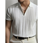 Men’s Half-Zip Striped Polo