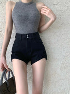 High-Waist Baggy 3/4 Pants