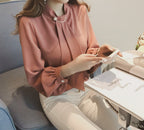 Lantern-Sleeve Korean Chiffon Top