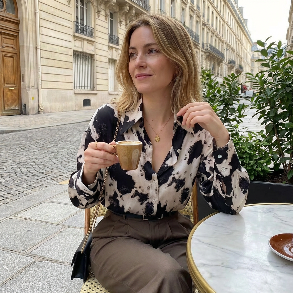 High-End Leopard Print Chiffon Shirt